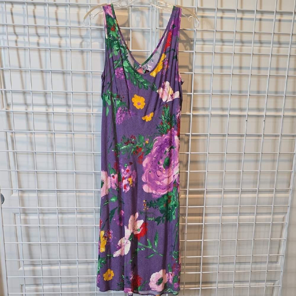 Jams World Hula Moon Multicolor Tropical Midi Dress Floral Print Size XL
